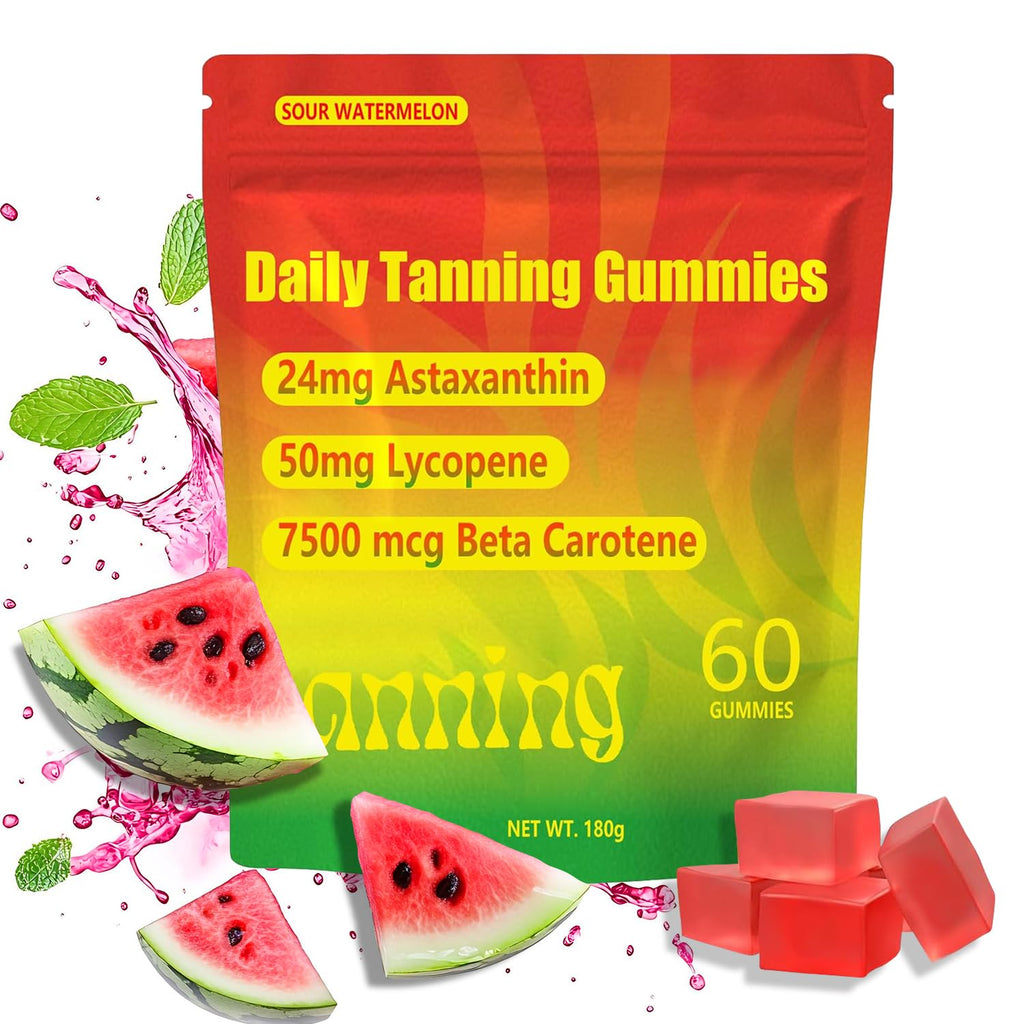 TailTrespass Tanning Gummies – Daily Astaxanthin, Lycopene & Beta Carotene for Glow (60 Count)