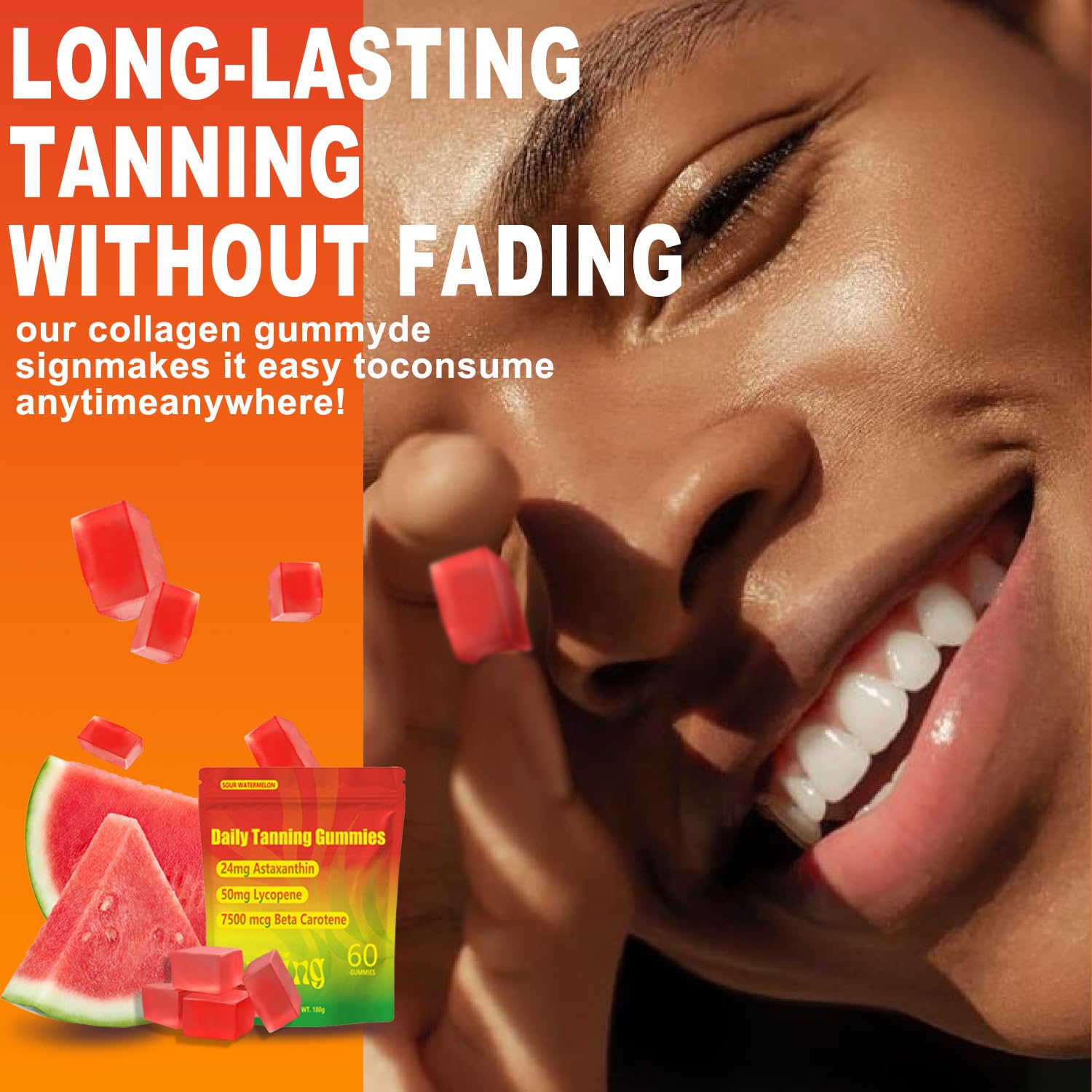 TailTrespass Tanning Gummies – Daily Astaxanthin, Lycopene & Beta Carotene for Glow (60 Count)