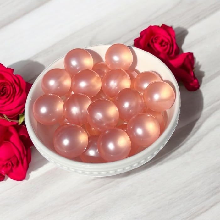 TALAZU Rose Aromatherapy Bath Beads – Moisturizing Coconut Oil Bath Pearls (25 Count)