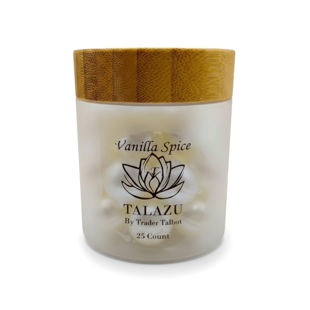 TALAZU Vanilla Spice Aromatherapy Bath Pearls with Coconut Oil – Moisturizing Bath Beads (25 Count)