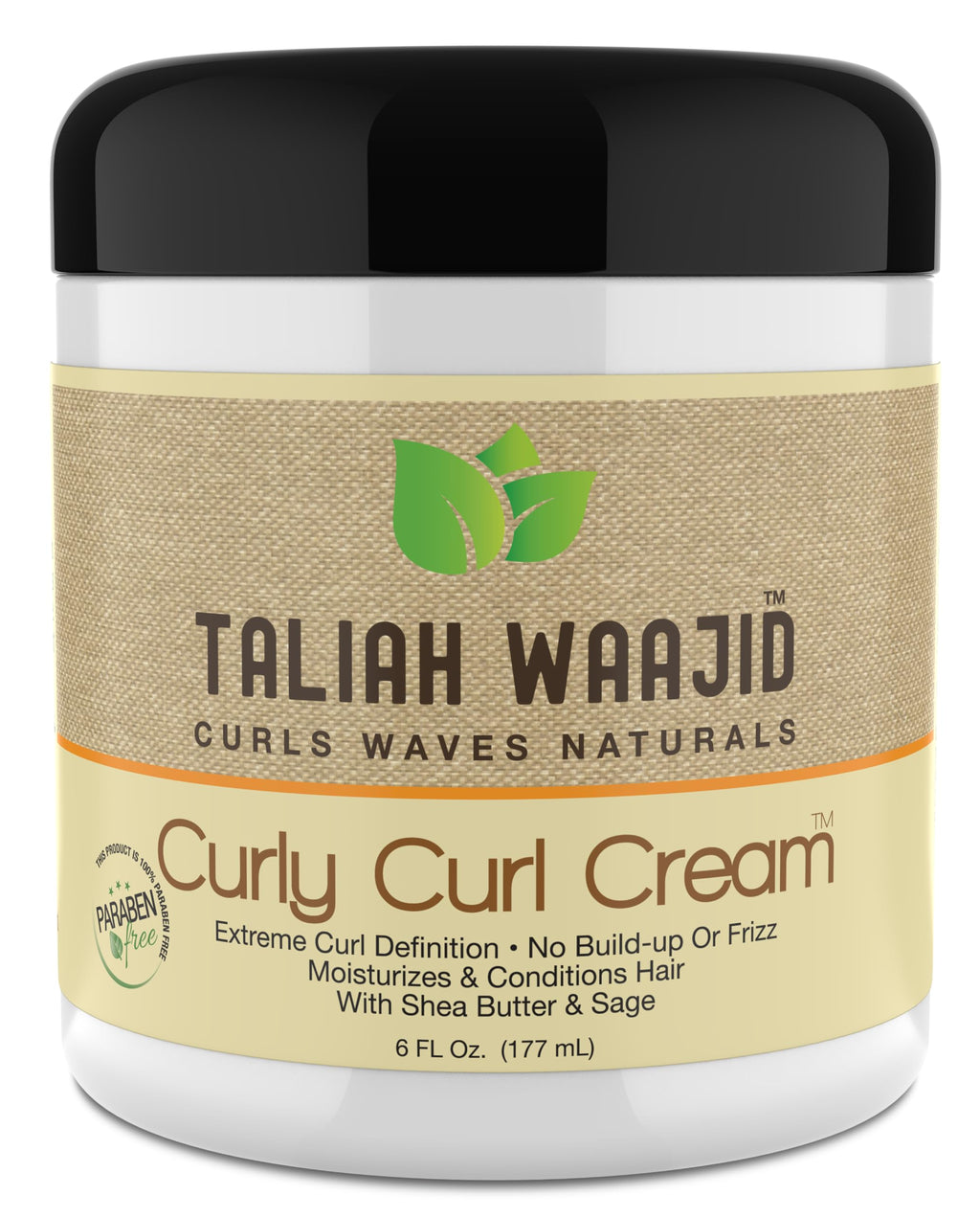 Taliah Waajid Black Earth Curls Waves Natural Curly Curl Cream – Extreme Curl Definition, Paraben Free, Shea Butter & Sage | 6oz (6-Pack)