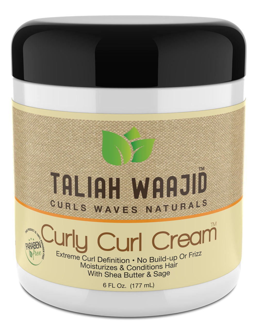 Taliah Waajid Black Earth Curls Waves Natural Curly Curl Cream – Extreme Curl Definition, Paraben Free, Shea Butter & Sage | 6oz (6-Pack)