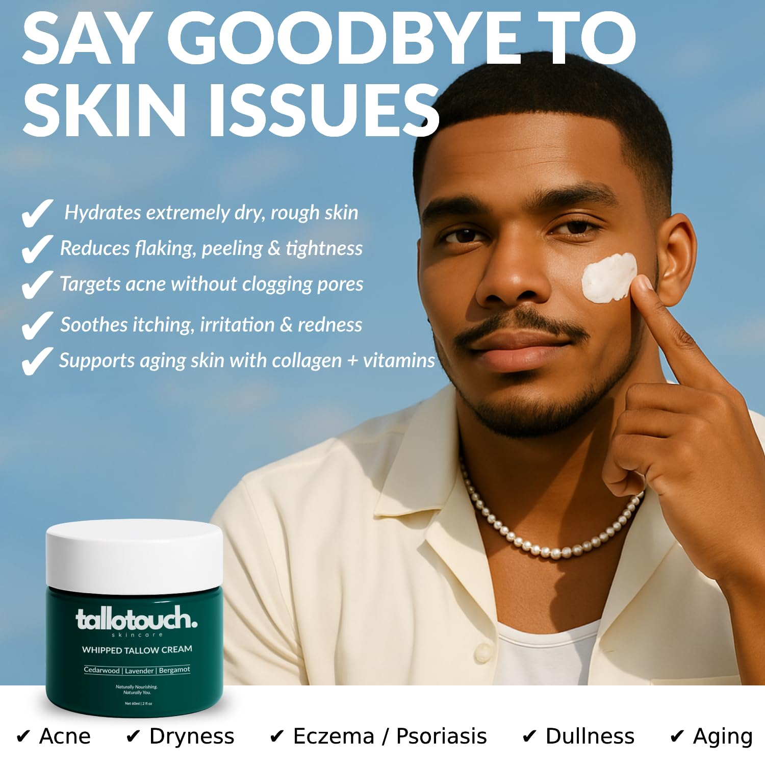 Tallotouch Whipped Tallow Cream – Face & Body Moisturizer with Grass-Fed Tallow