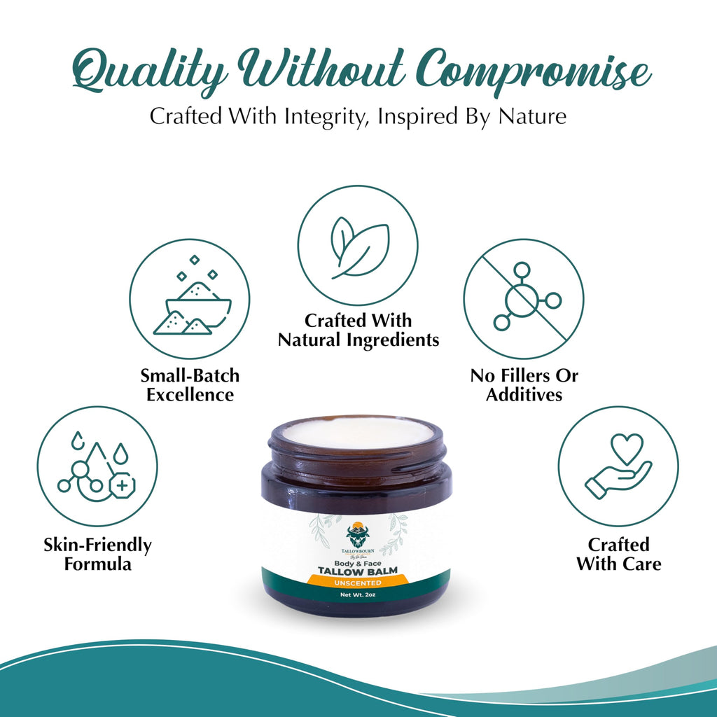 Tallowbourn Grass-Fed Beef Tallow Balm – Unscented Face & Body Moisturizer 2 oz