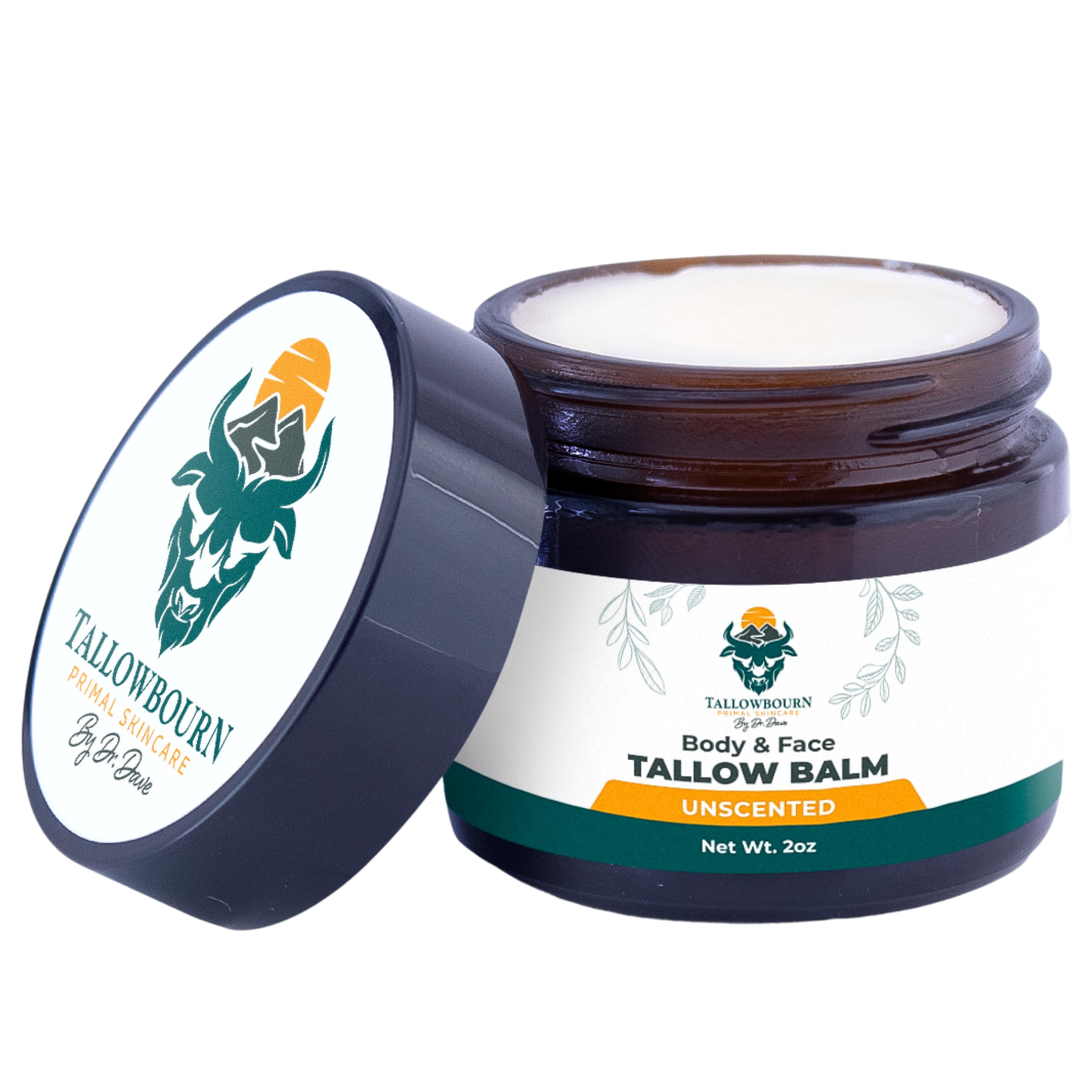 Tallowbourn Grass-Fed Beef Tallow Balm – Unscented Face & Body Moisturizer 2 oz