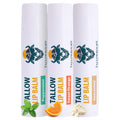 Tallowbourn Moisturizing Tallow Lip Balm 3-Pack – Grass-Fed Tallow + Organic Coconut Oil