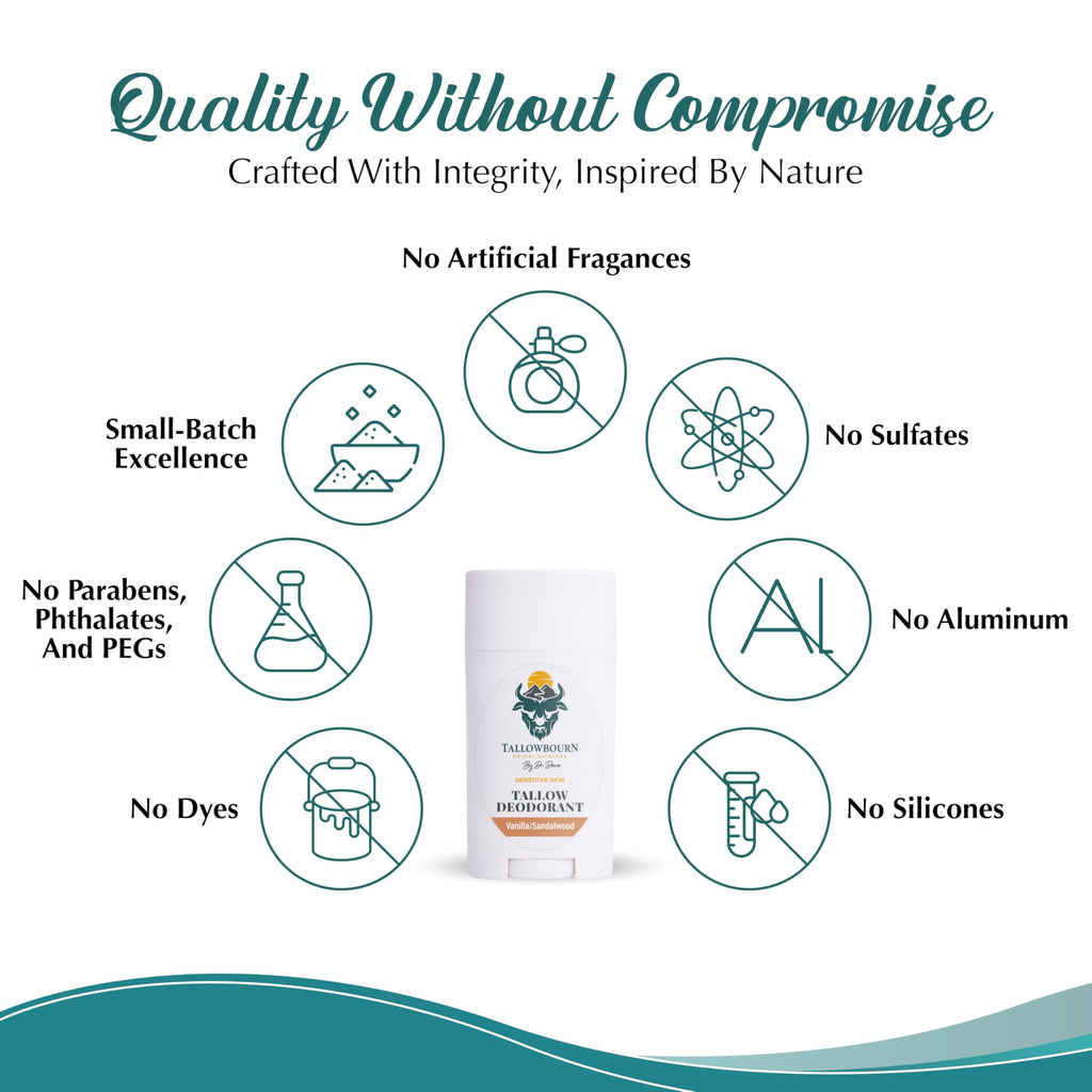 Tallowbourn Tallow Deodorant - Aluminum & Baking Soda-Free - Vanilla & Sandalwood - 3 oz