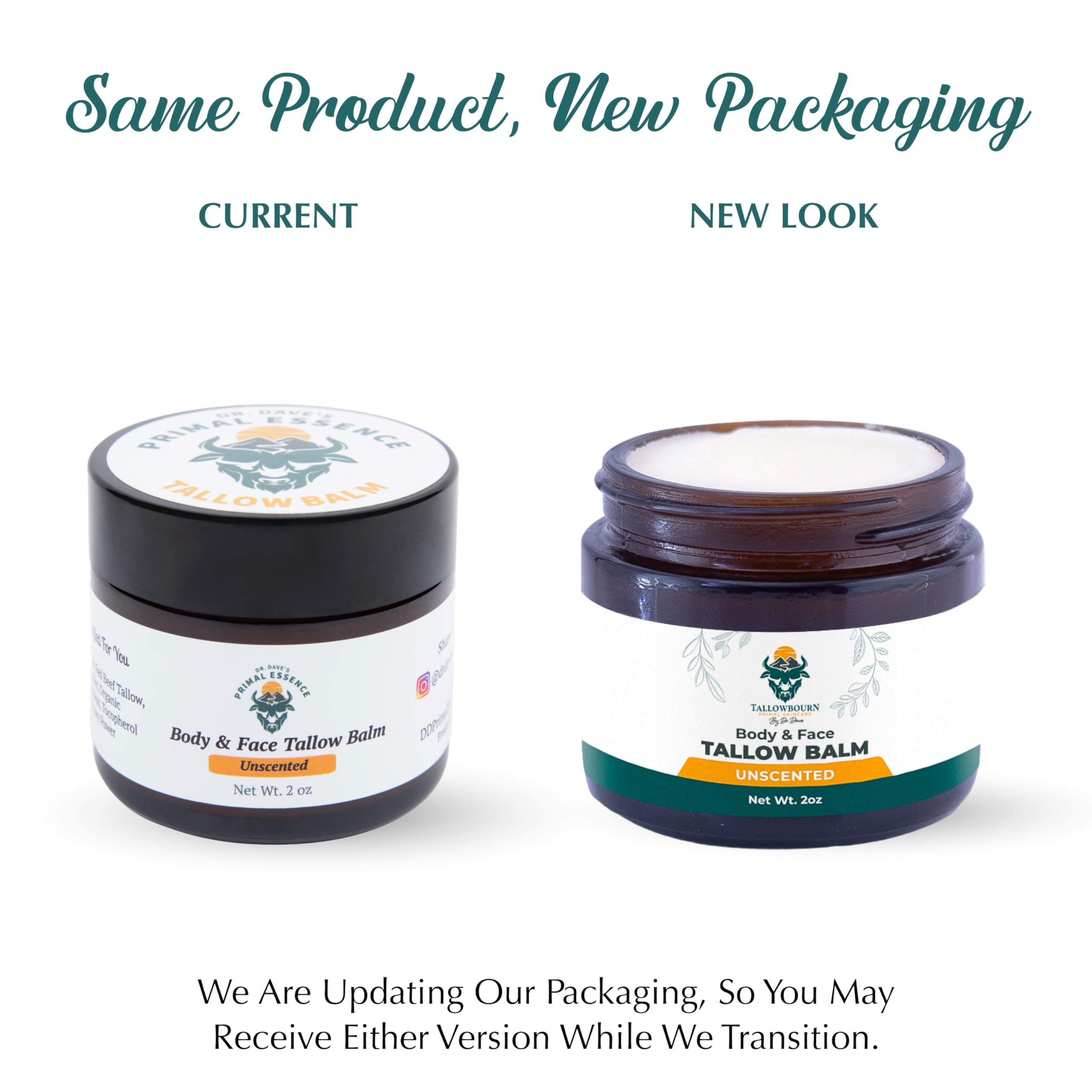 Tallowbourn Grass-Fed Beef Tallow Balm – Unscented Face & Body Moisturizer 2 oz