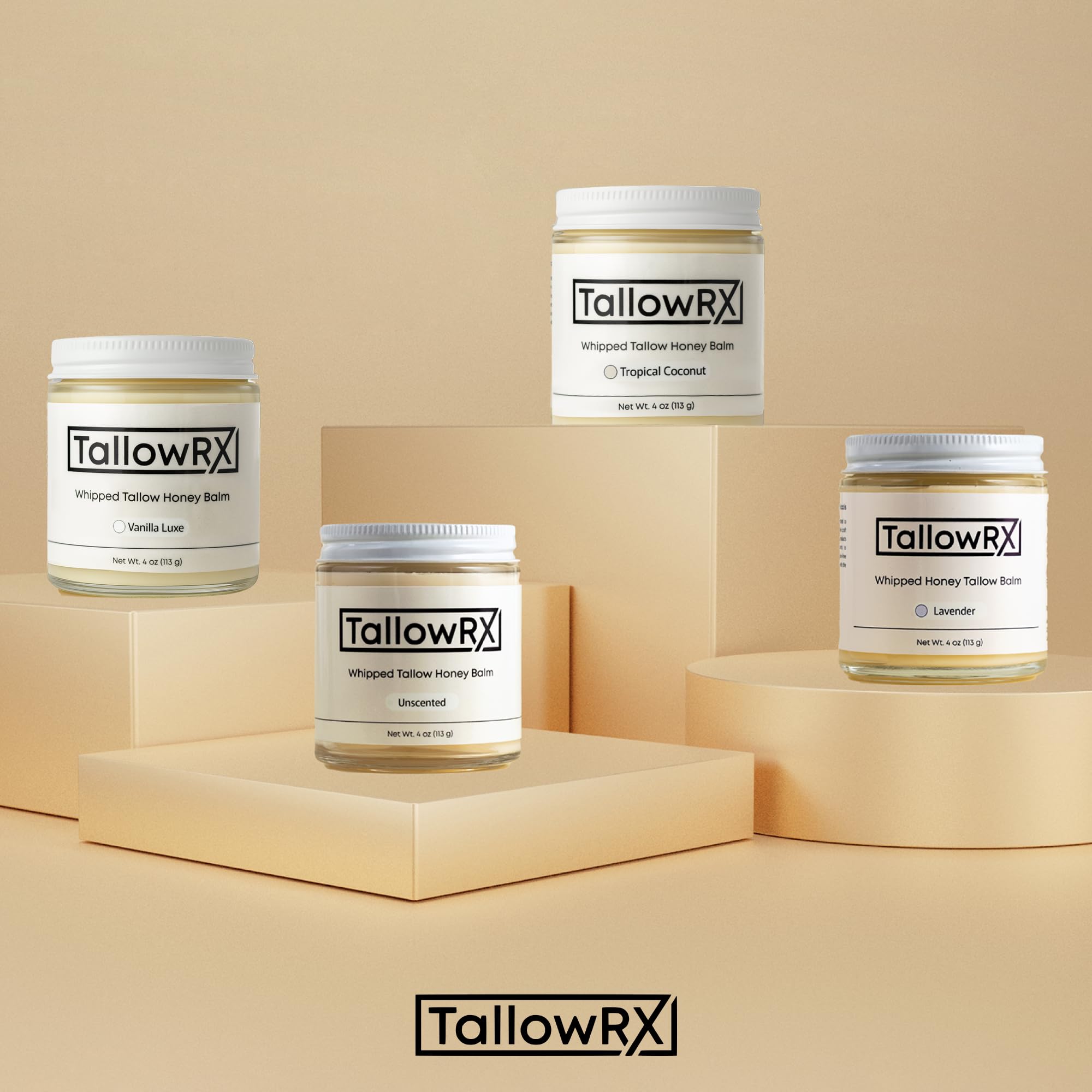 TALLOWRX 100% Grass-Fed Beef Tallow Balm – Whipped Honey Moisturizer with Manuka Honey, Jojoba & Calendula | Face & Body (4 oz, Vanilla Scent)