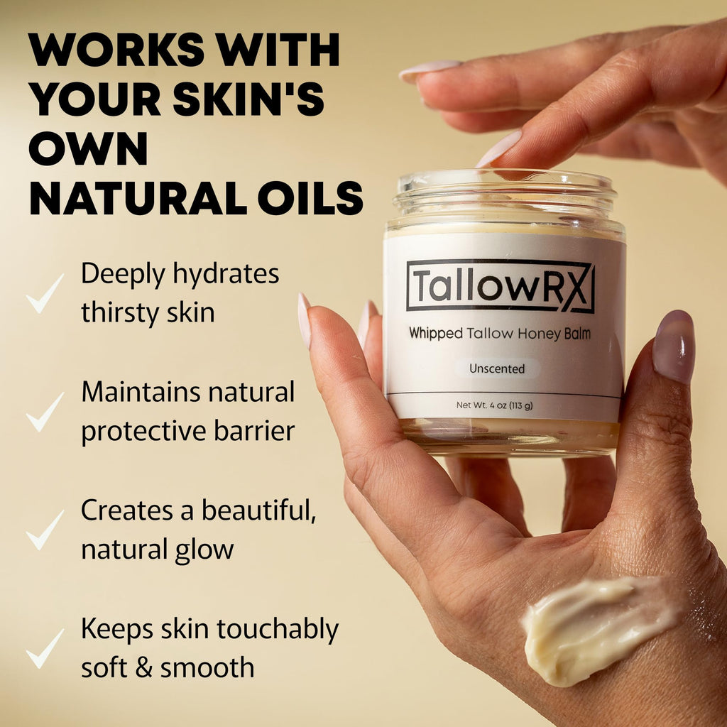 TALLOWRX 100% Grass-Fed Beef Tallow Balm – Whipped Honey Moisturizer with Manuka Honey, Jojoba & Calendula | Face & Body (4 oz, Vanilla Scent)