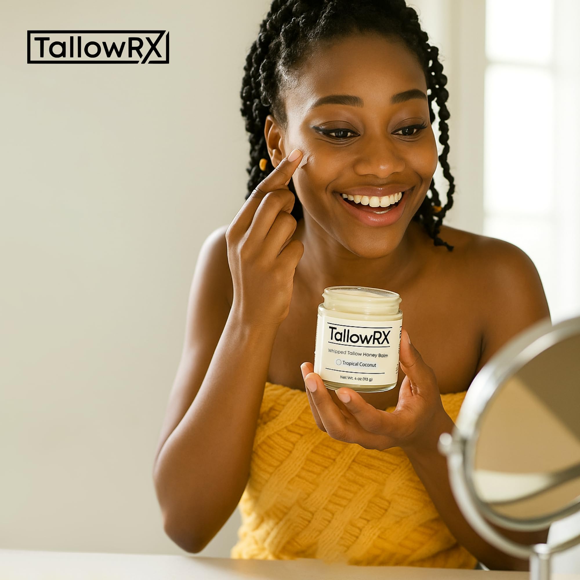 TALLOWRX 100% Grass-Fed Beef Tallow Balm – Whipped Honey Moisturizer with Manuka Honey, Jojoba & Calendula | Face & Body (4 oz, Vanilla Scent)