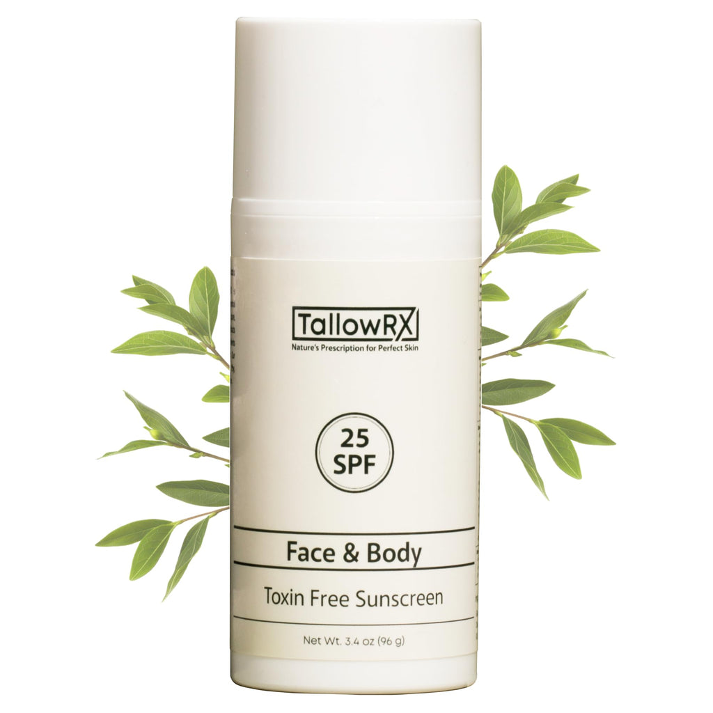 TALLOWRX SPF 25 Mineral Sunscreen – Reef-Safe, Non-Nano Zinc Oxide, Red Raspberry & Vitamin E | 3.4 oz