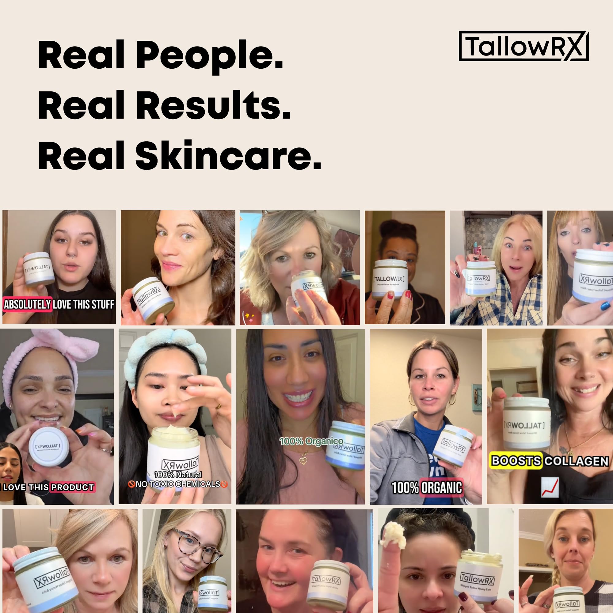 TALLOWRX Tallow Body Lotion – Grass-Fed Tallow Moisturizer with Jojoba Oil (Unscented, 8 oz)