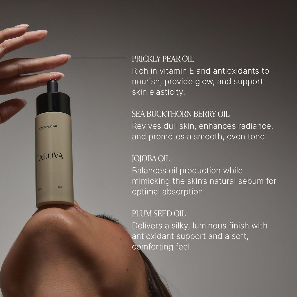 TALOVA Botanical Elixir 2oz - Facial Oil Moisturizer with Jojoba, Vitamin C & E
