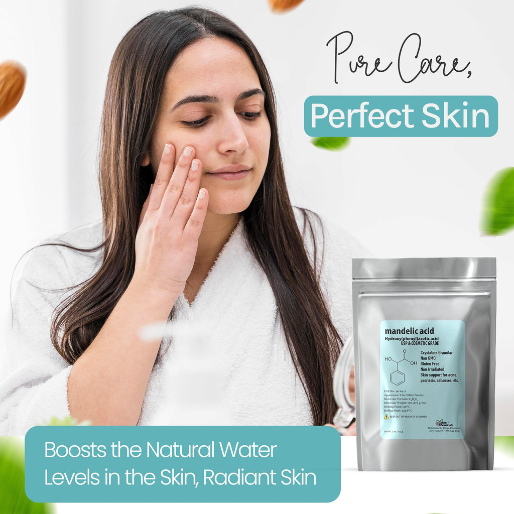 Talsen Chemicals Mandelic Acid Powder 99.9% Purity – DIY Serum, Peel, Mask or Cream 8 oz / 226 g