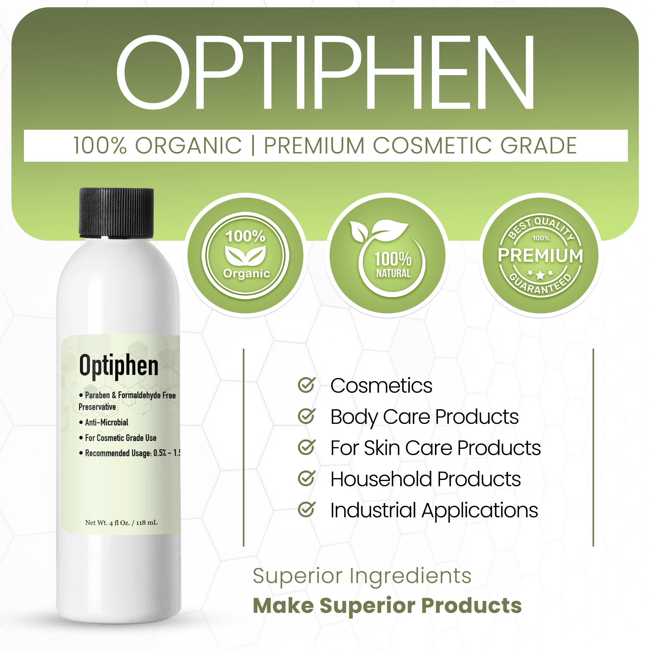 Talsen Chemicals Optiphen Preservative Liquid – Paraben Free, Water-Soluble, Broad Spectrum (8 oz)
