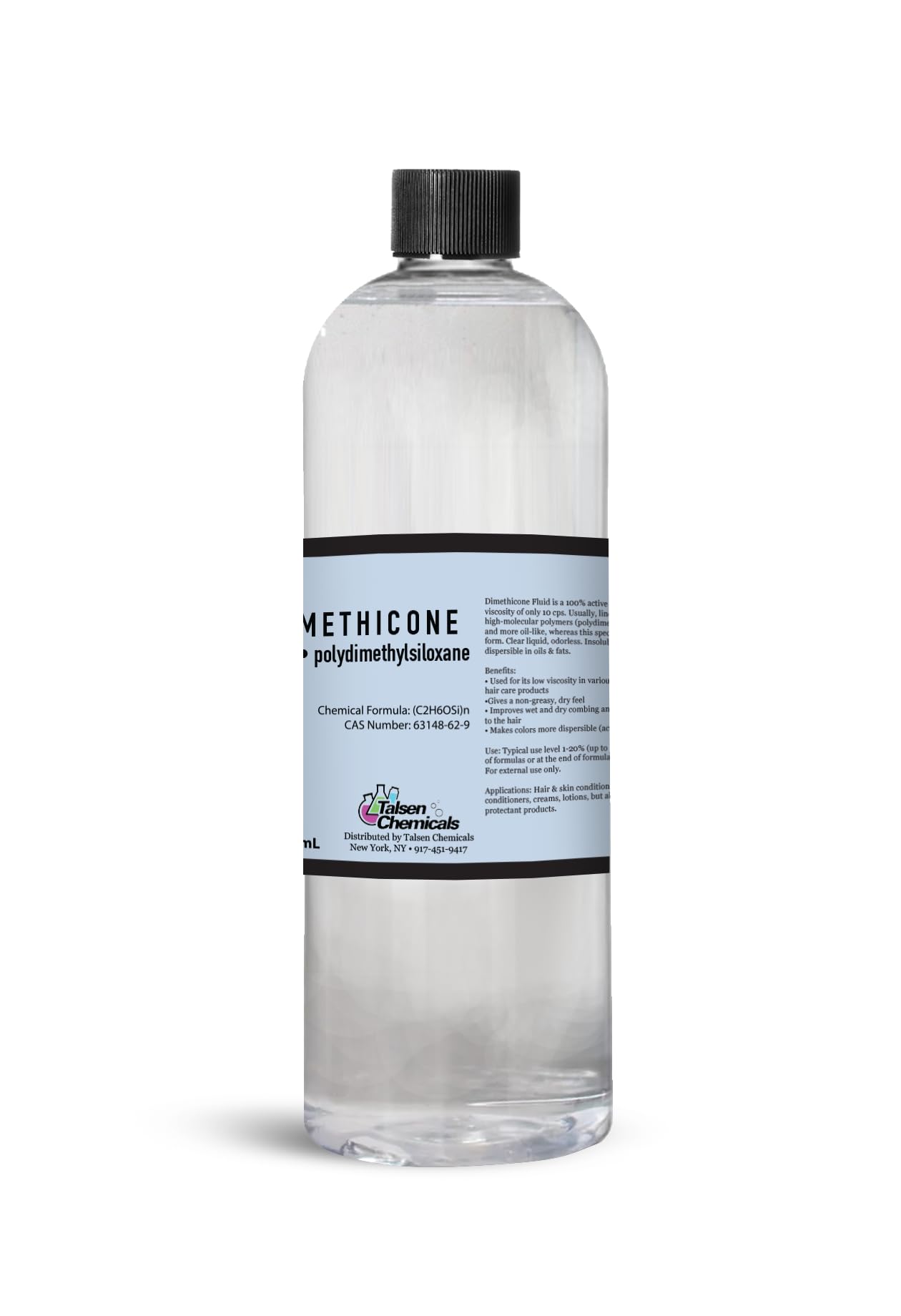 Dimethicone Oil by Talsen Chemicals – Cosmetic Grade Liquid Silicone Oil (500 mL) for DIY Hair and Skin Care