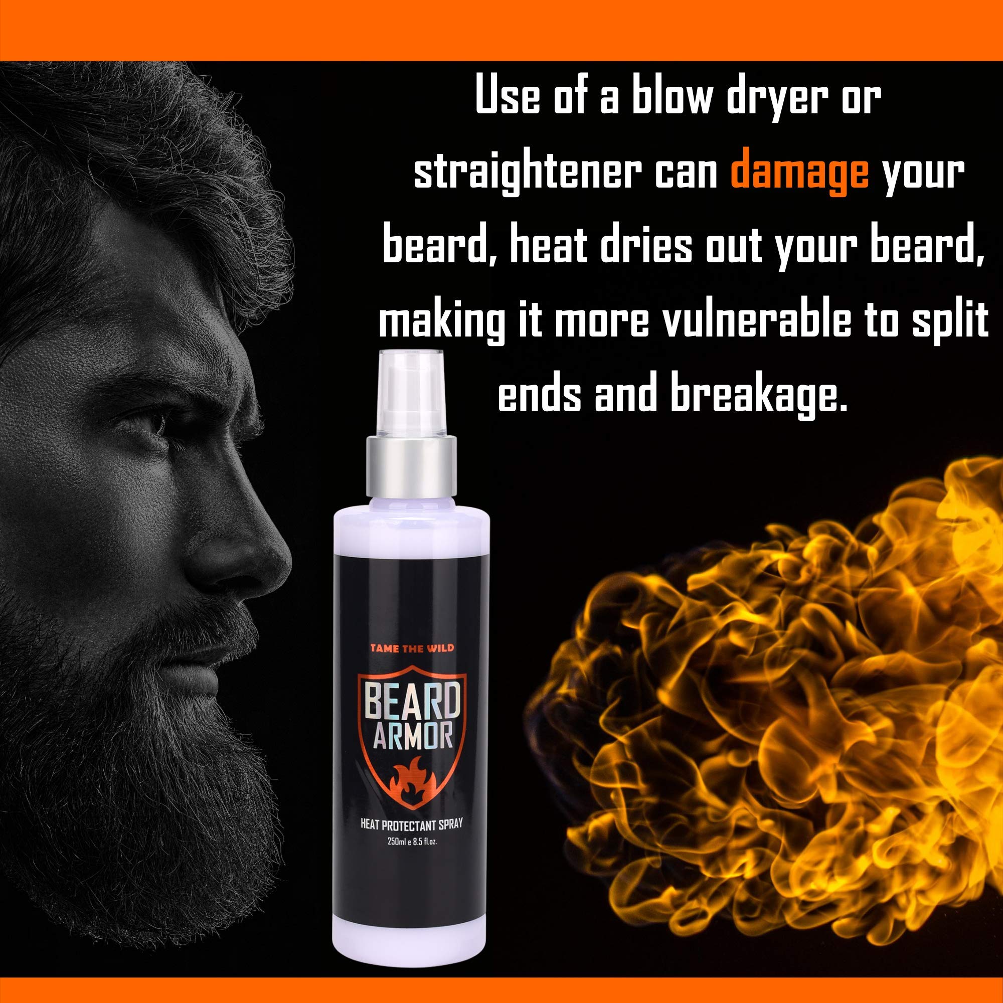 Tame The Wild Beard Straightener with Heat Protectant – Argan Oil, Keratin & Aloe Fortified Beard Spray (8.5 Fl Oz)