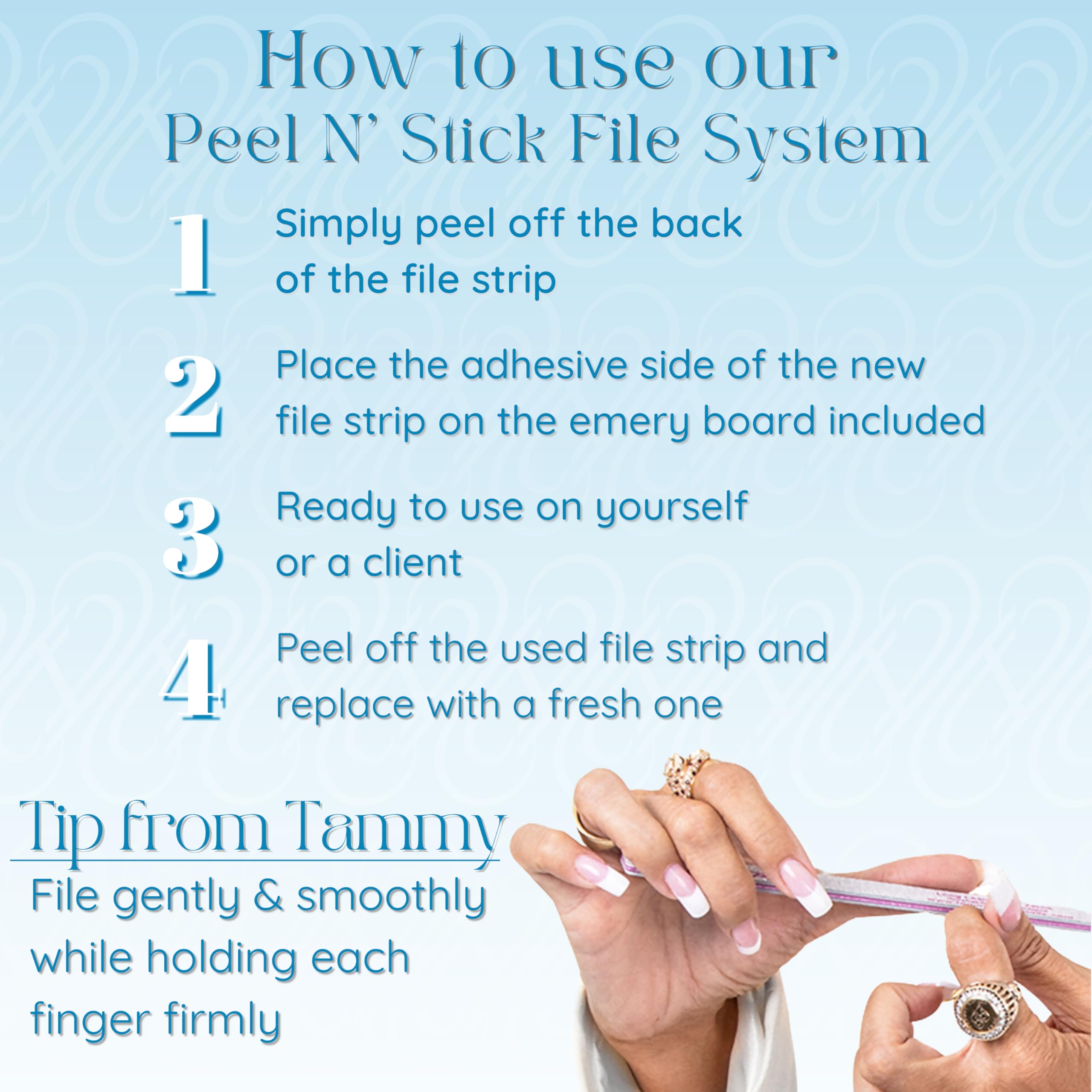 Tammy Taylor 180 Grit Emery Boards for Natural Nails | Professional Peel N Stick Nail Files