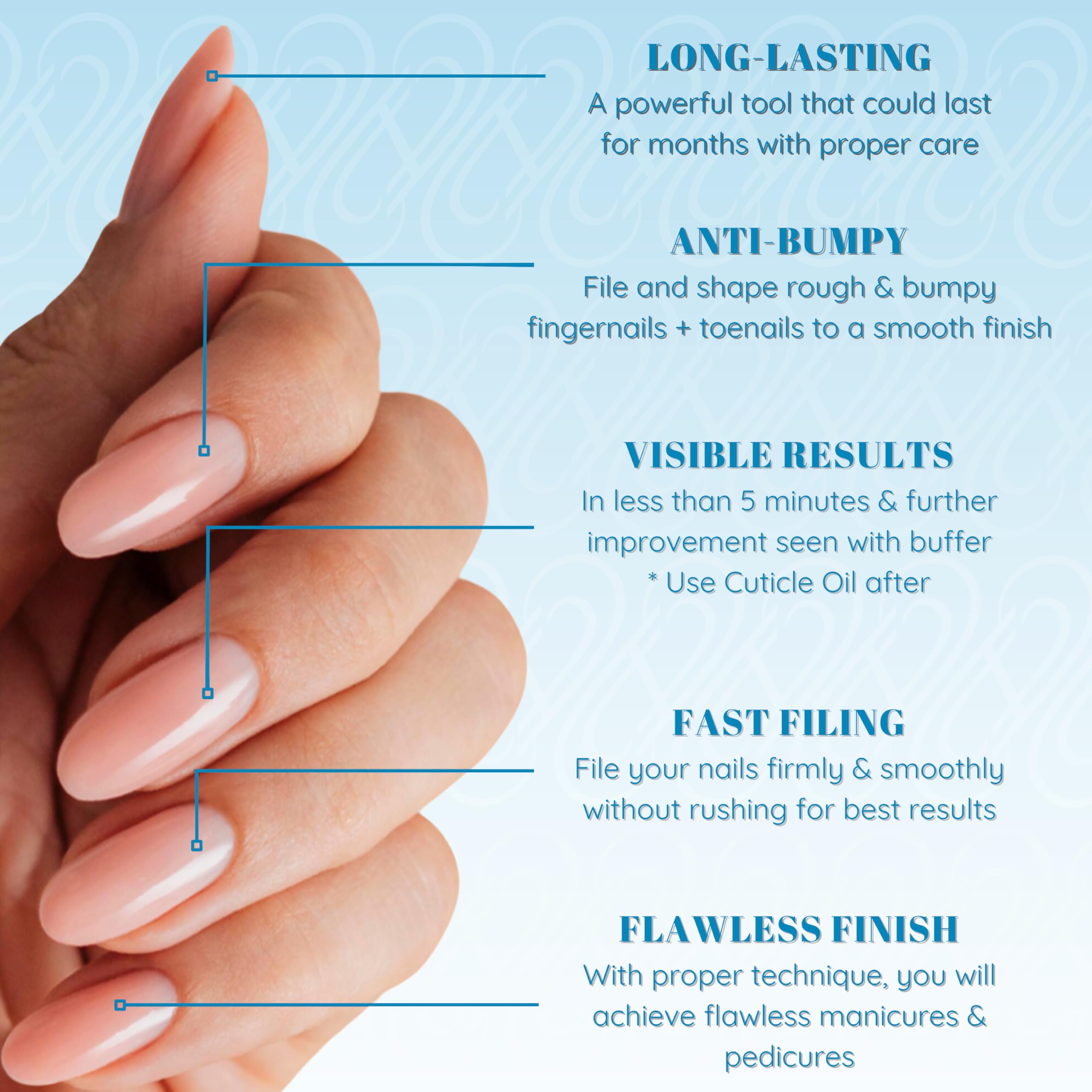 Tammy Taylor 180 Grit Emery Boards for Natural Nails | Professional Peel N Stick Nail Files