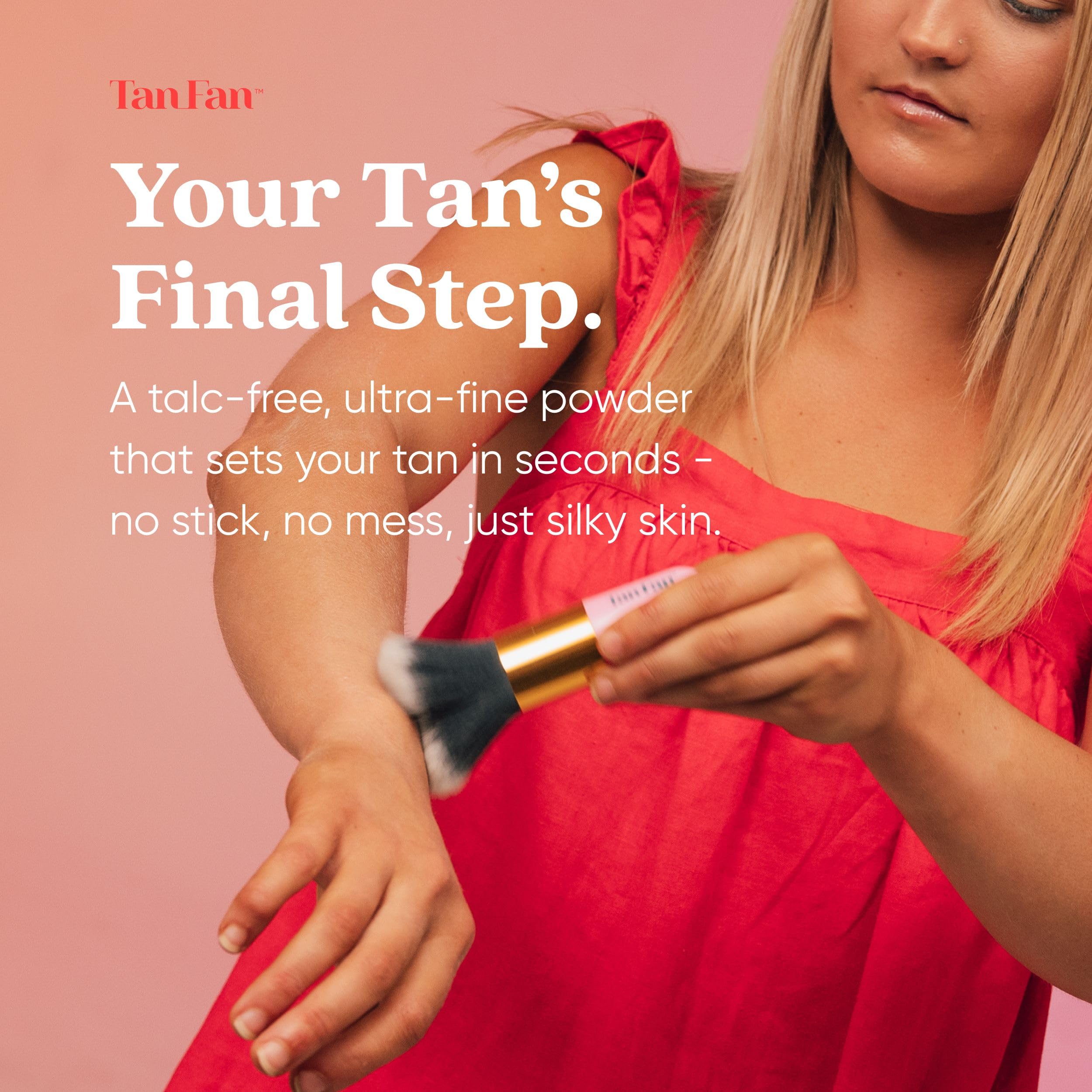 Tan Fan Self Tan Drying Powder – Translucent, Talc-Free Finisher (USA Made, Coconut)