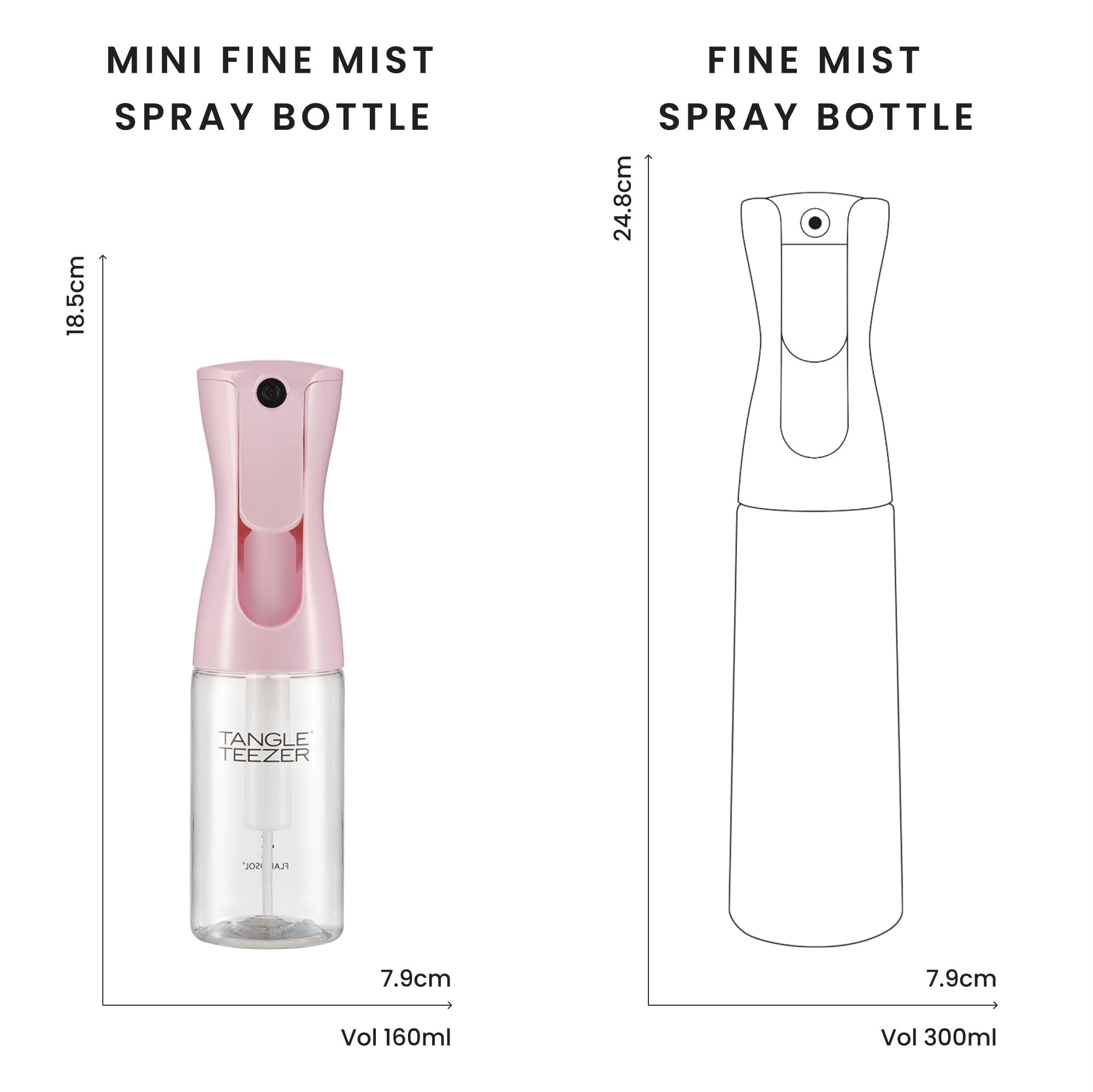 TANGLE TEEZER Travel-Size Fine Mist Bottle – Refillable, Millennial Pink, 6.1 oz
