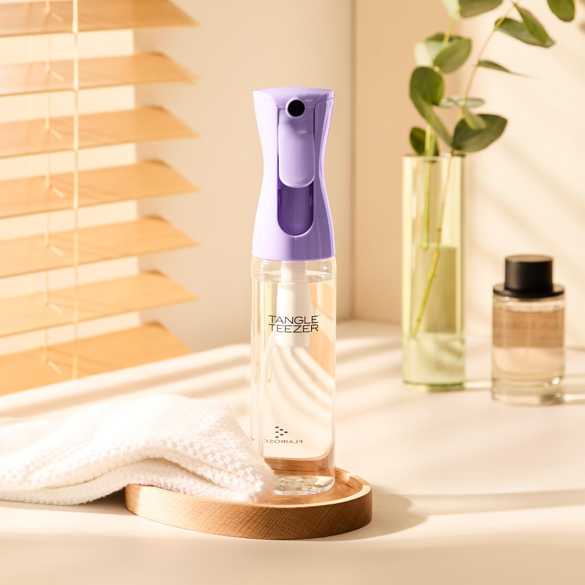 Tangle Teezer Fine Mist Bottle – Refillable Continuous Spray for Detangling & Styling (10.1 oz, Lilac)