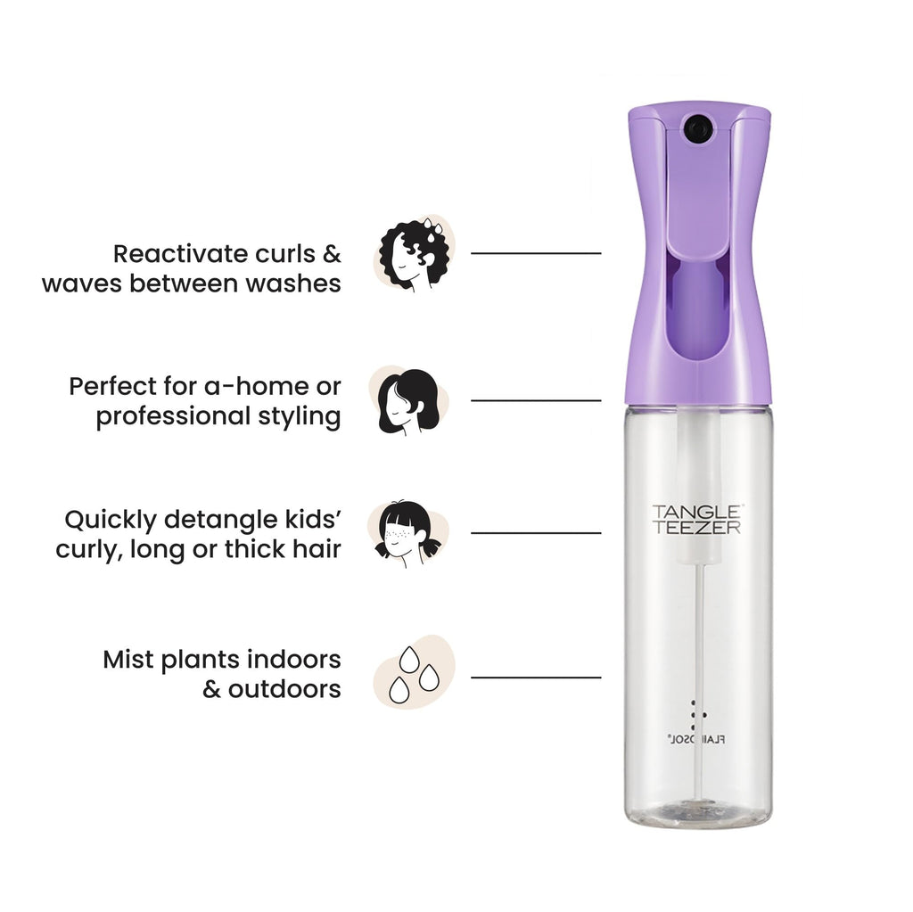 Tangle Teezer Fine Mist Bottle – Refillable Continuous Spray for Detangling & Styling (10.1 oz, Lilac)