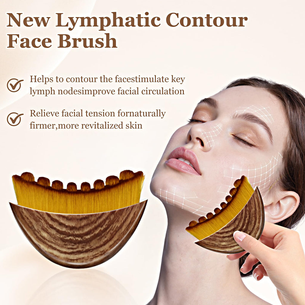 Tankitial Lymphatic Contour Face Brush – Soft Bristles for Sculpting, Detox Massage & Absorption