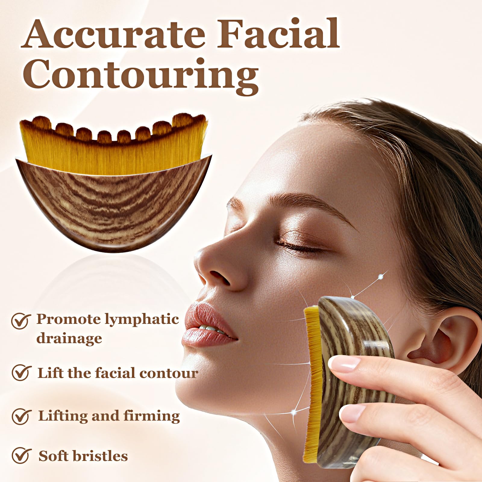 Tankitial Lymphatic Contour Face Brush – Soft Bristles for Sculpting, Detox Massage & Absorption
