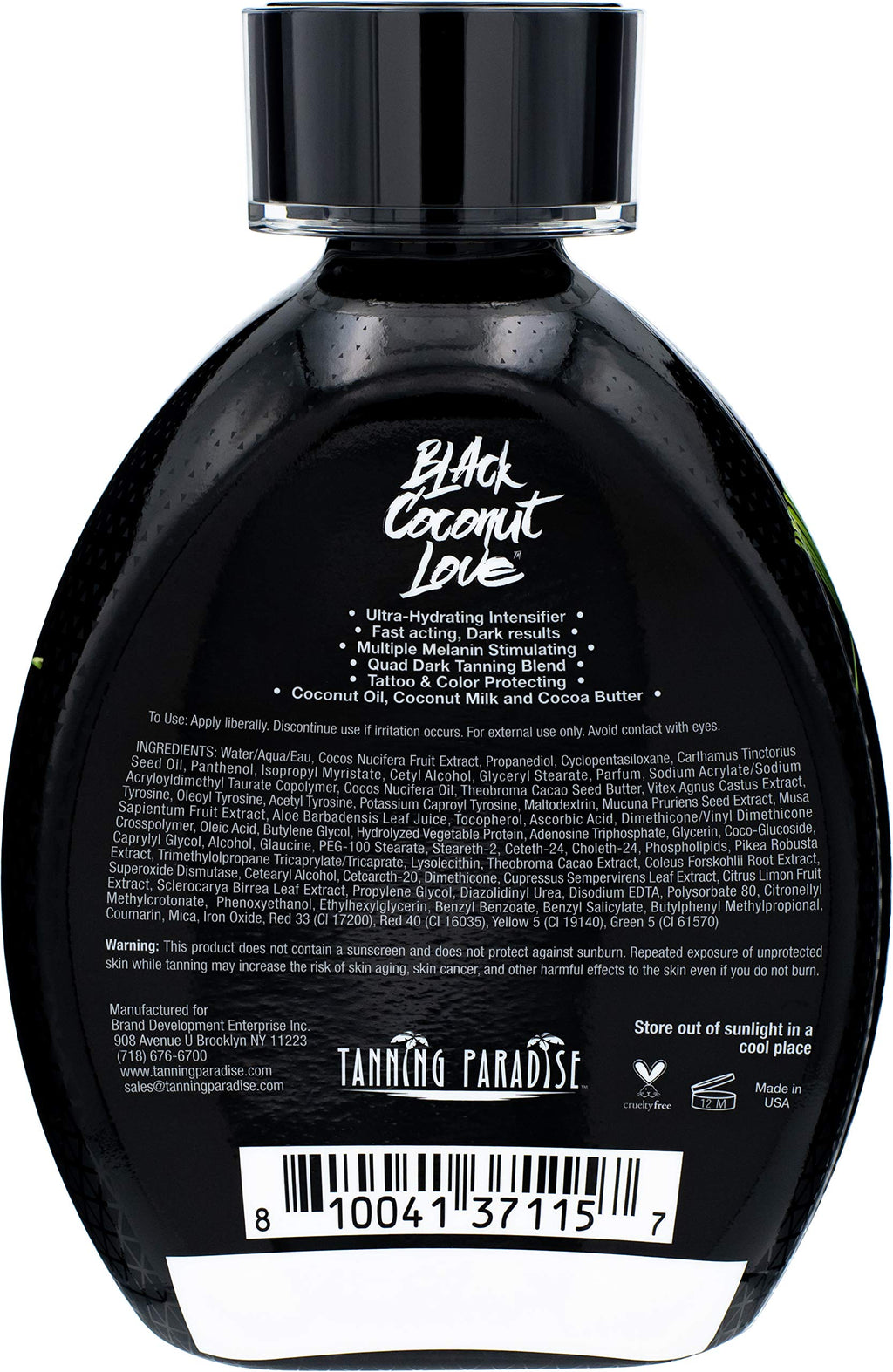 Tanning Paradise Black Coconut Love Lotion – Ultra Hydrating Dark Tan, 13.5oz