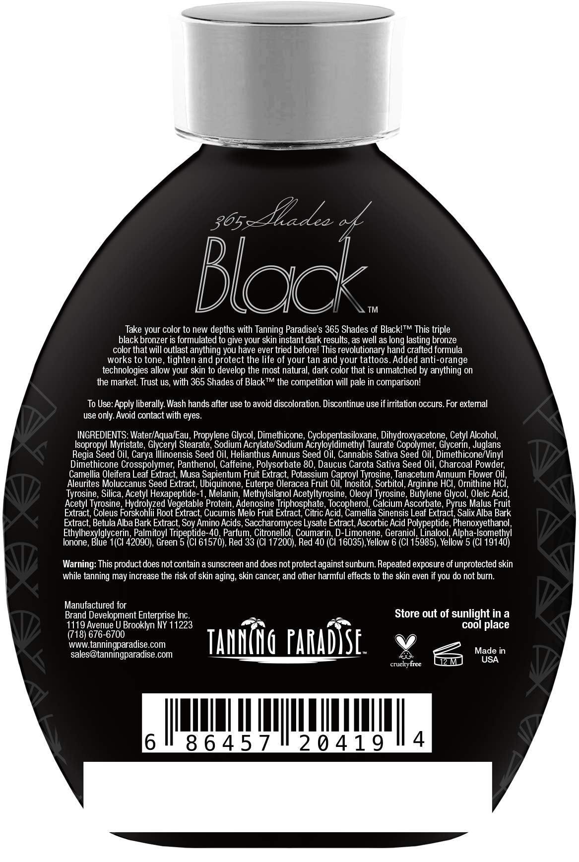 Tanning Paradise 365 Shades of Black – Triple Black Bronzing Lotion 13.5oz