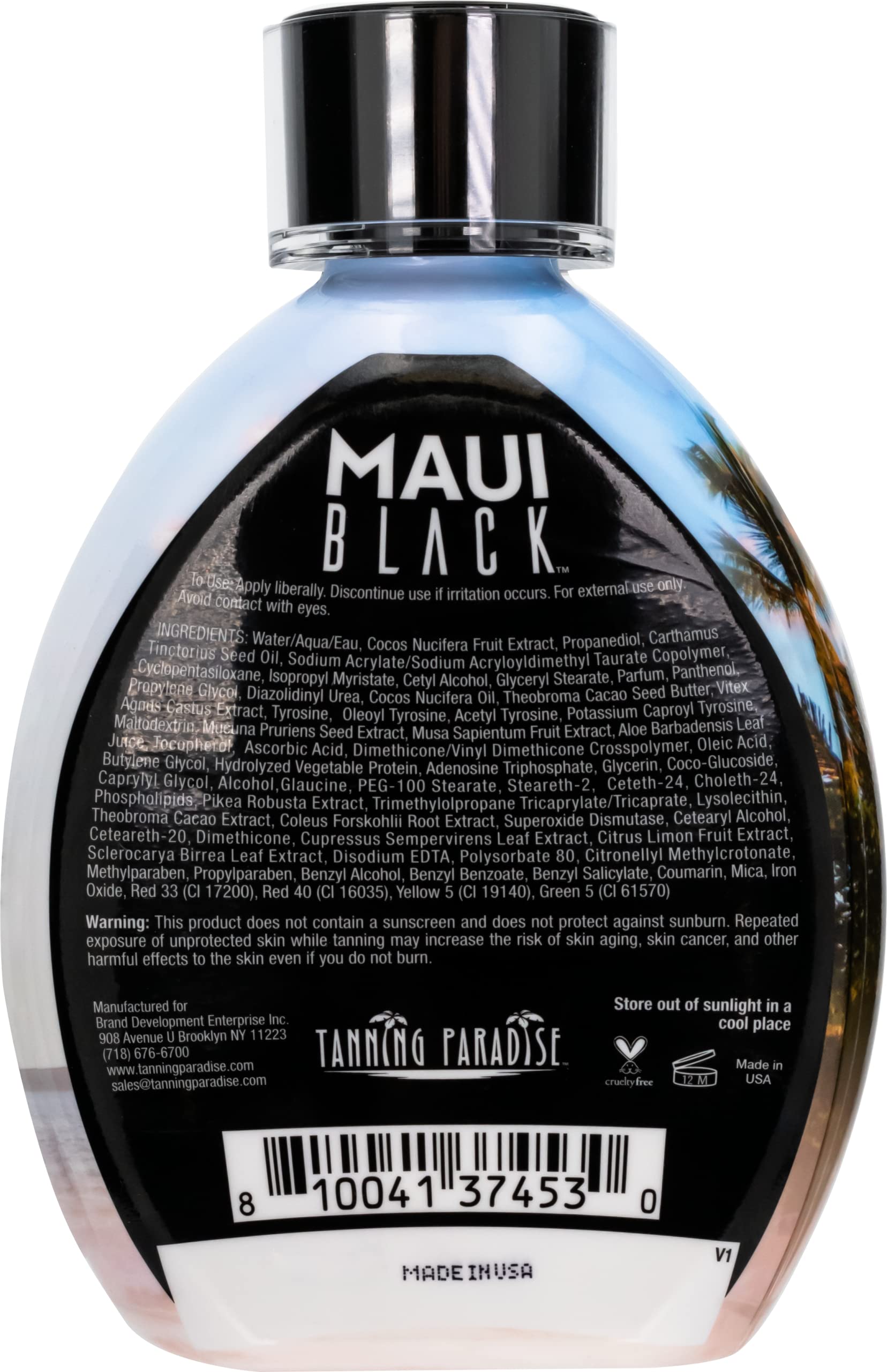 Tanning Paradise Maui Black Tanning Lotion – Instant Dark Tan, Hydration & Tattoo Protection | 13.5oz
