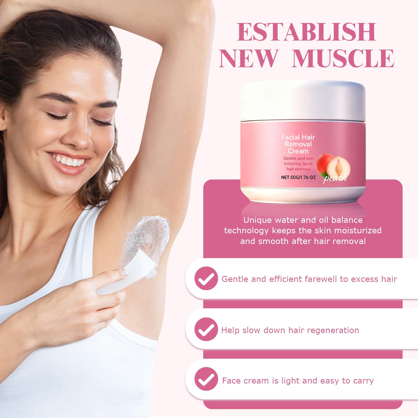 Tardiy Facial Hair Remover Cream – Peach, Gentle & Fast-Acting for Face & Lip | Smooth Skin
