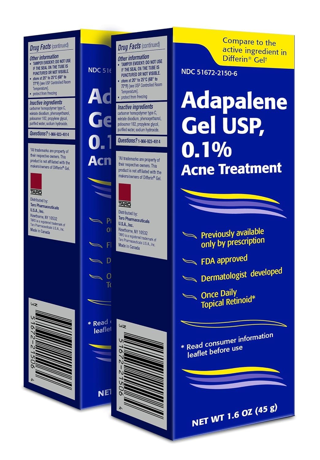 TARO Adapalene 0.1% Gel – Paraben Free, Prescription-Strength Acne Retinoid