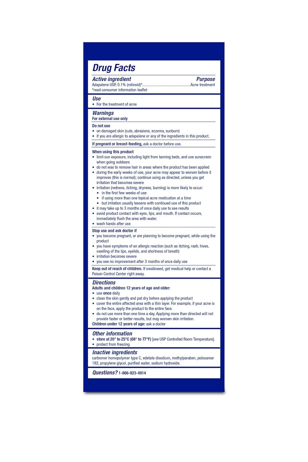 TARO Adapalene 0.1% Gel – Paraben Free, Prescription-Strength Acne Retinoid