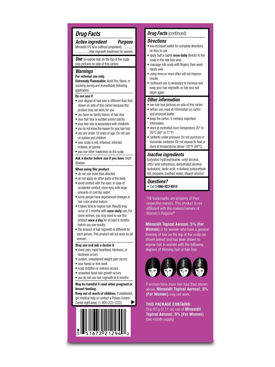 TARO Minoxidil 5% Foam for Women — 2.11 oz, 4-Month Supply