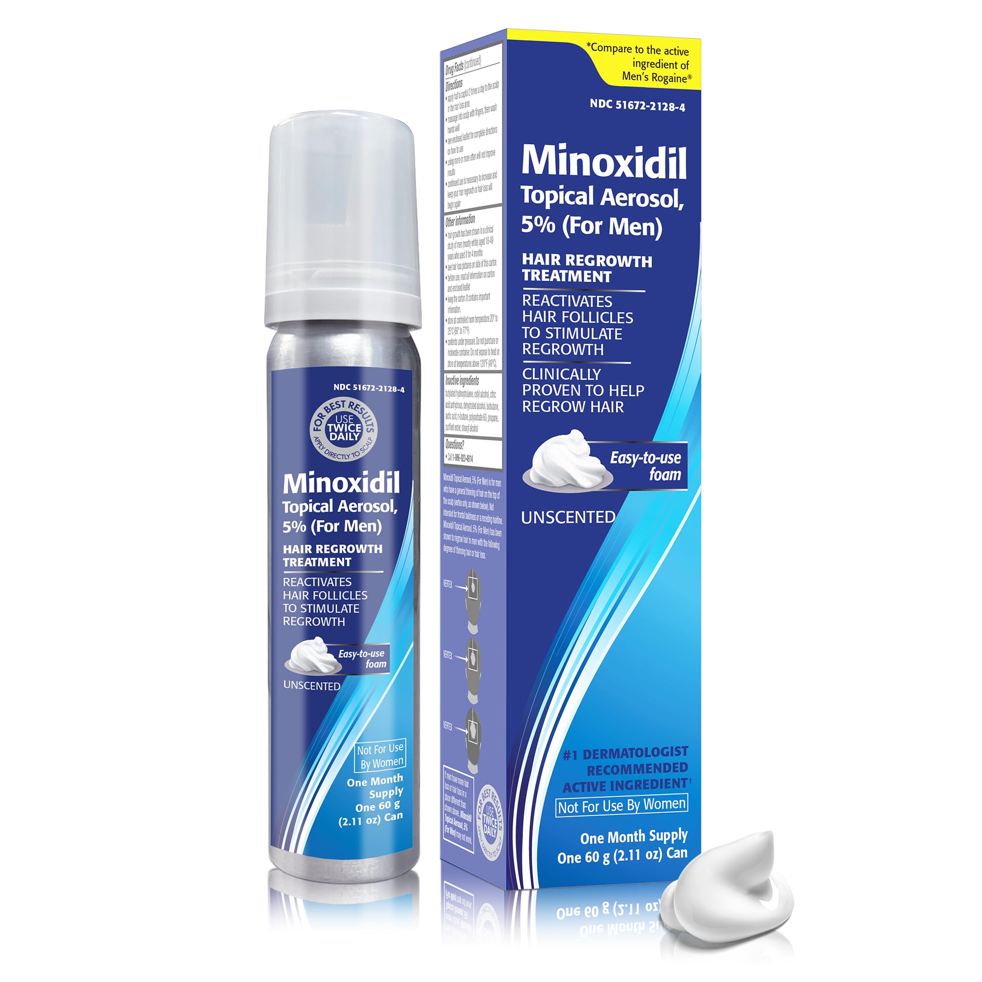 TARO Minoxidil Topical Aerosol Foam 5% for Men – Hair Regrowth Treatment, 2.11 oz (4 Pack)