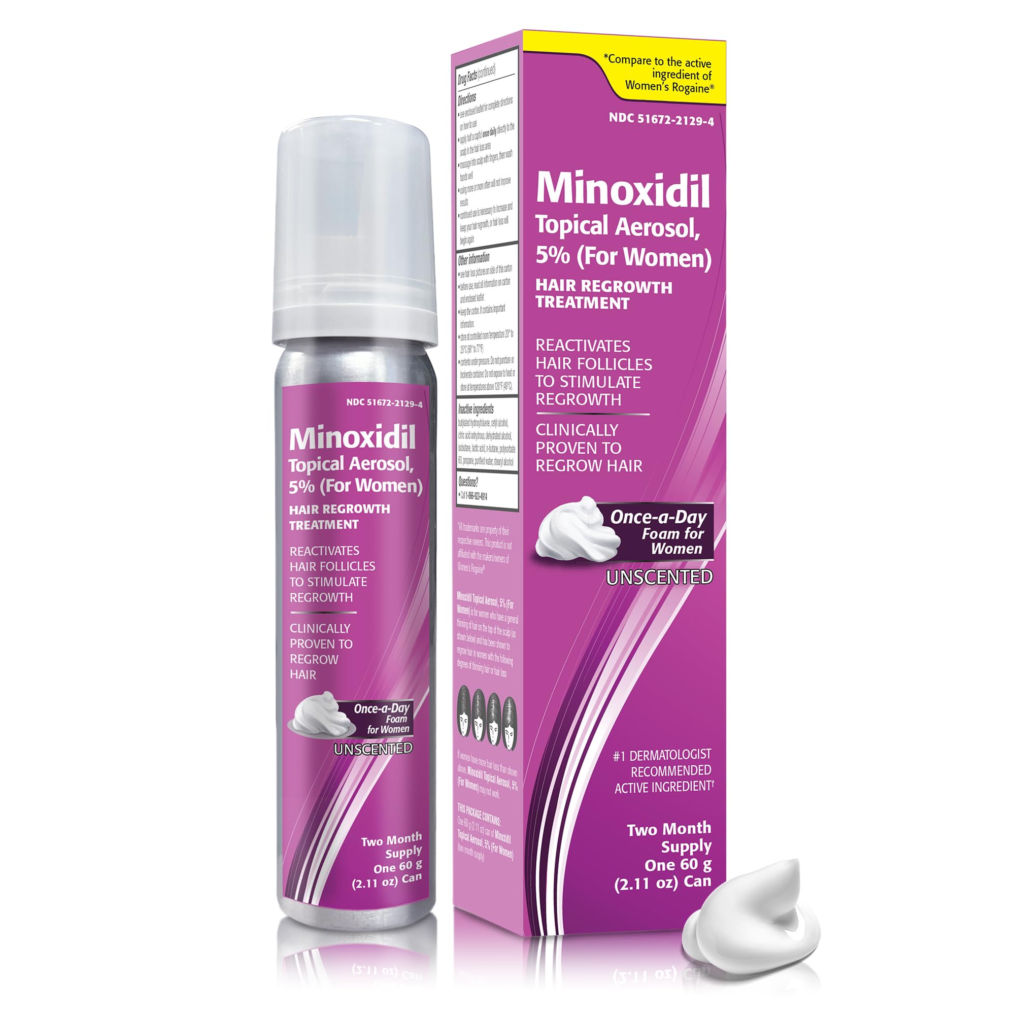 TARO Minoxidil for Women 5% Foam – 2.11 Oz (2 Months) Hair Regrowth Treatment
