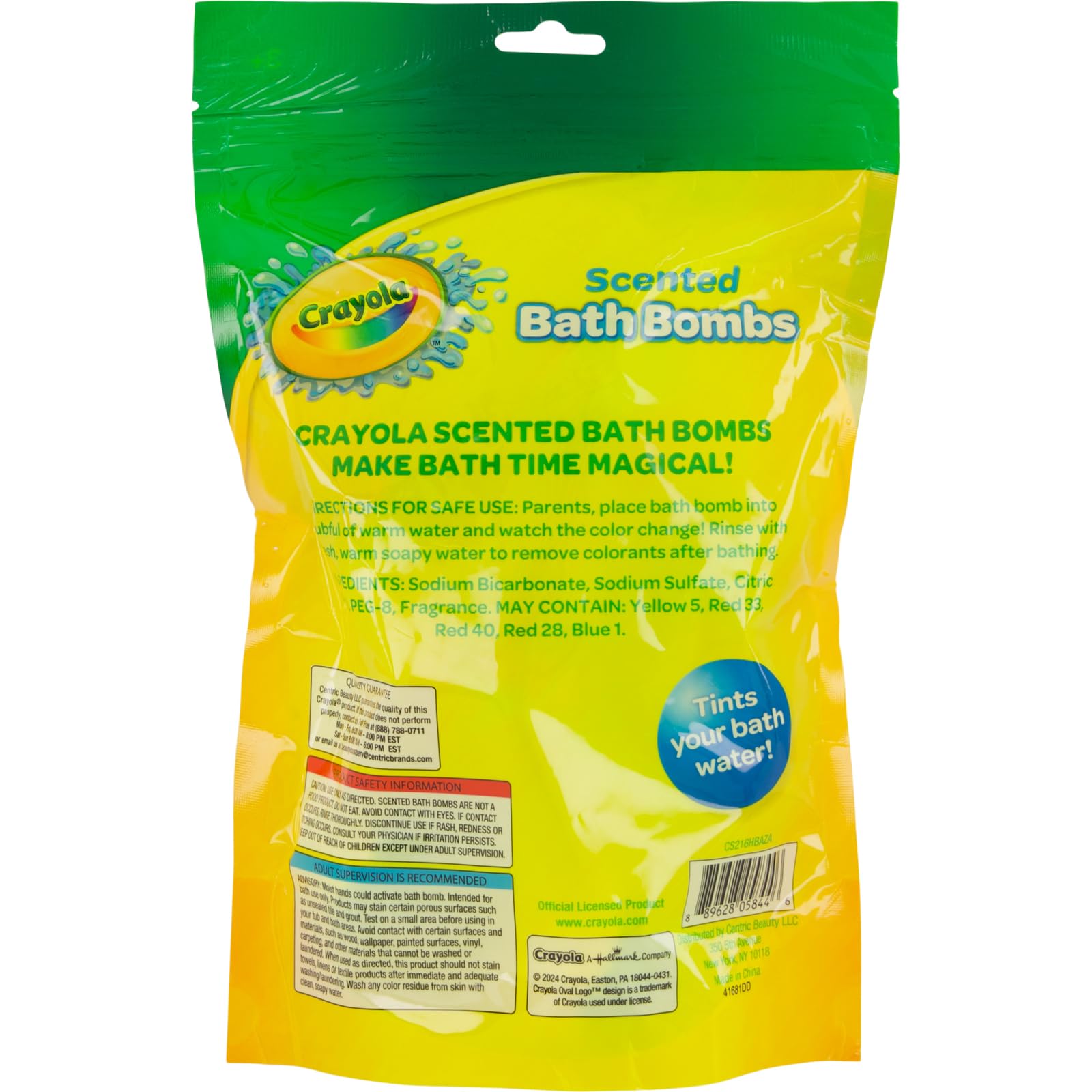 Taste Beauty Crayola Colorful Scented Bath Bombs for Kids – Non-Toxic, Color-Your-Bath Fizzies (Pack of 2)