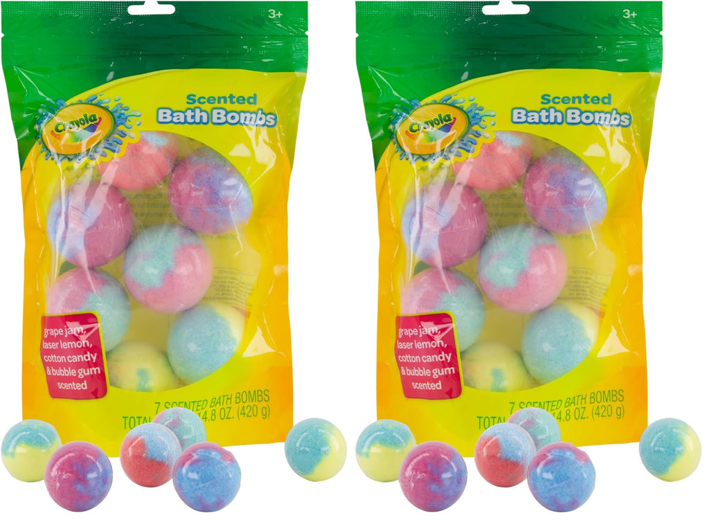 Taste Beauty Crayola Colorful Scented Bath Bombs for Kids – Non-Toxic, Color-Your-Bath Fizzies (Pack of 2)