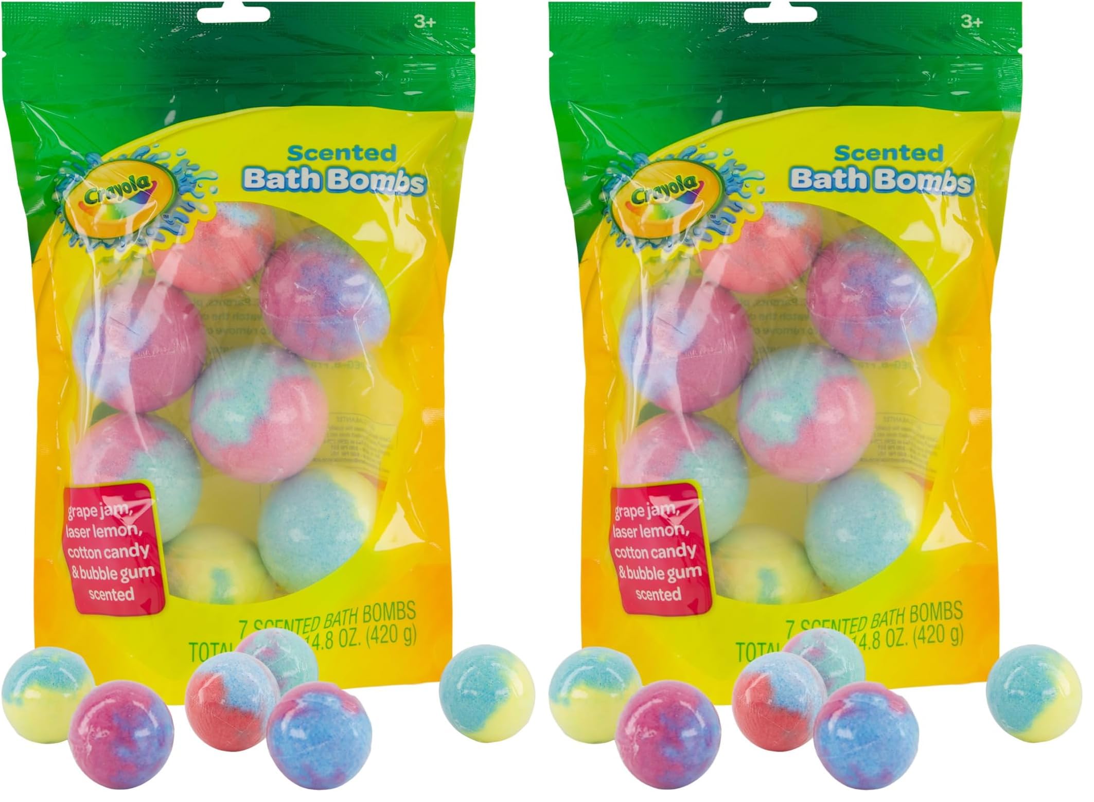 Taste Beauty Crayola Colorful Scented Bath Bombs for Kids – Non-Toxic, Color-Your-Bath Fizzies (Pack of 2)