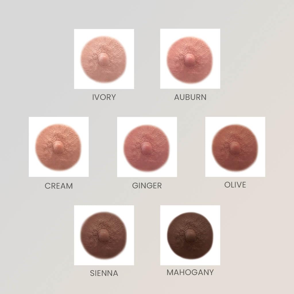 TataTattoos Temporary Realistic Nipple/Areola Tattoos – Non-Surgical Mastectomy Recovery (Auburn, Medium Pack of 10)