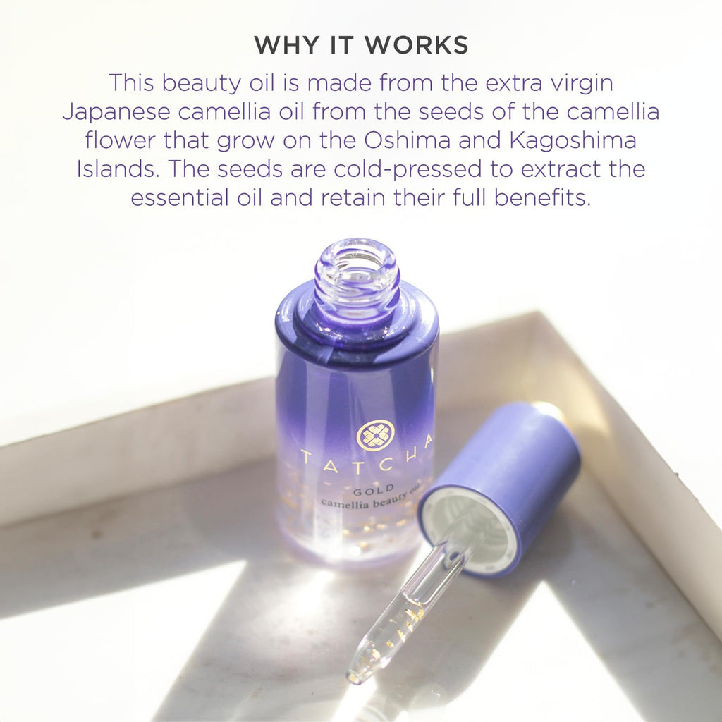 TATCHA Gold Camellia Beauty Oil – 23K Gold, Multi‑Task Face, Body & Hair Oil (30 ml / 1 oz)
