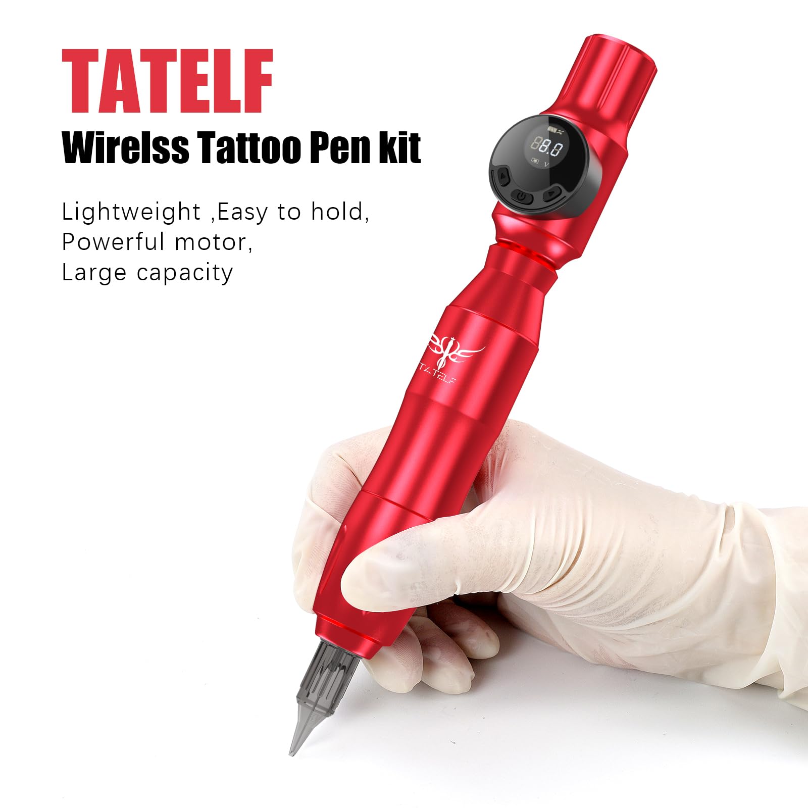 TATELF Wireless Tattoo Gun Starter Kit – Pro Complete Rotary Pen, 2000mAh Battery, 40 Cartridges, 11 Inks