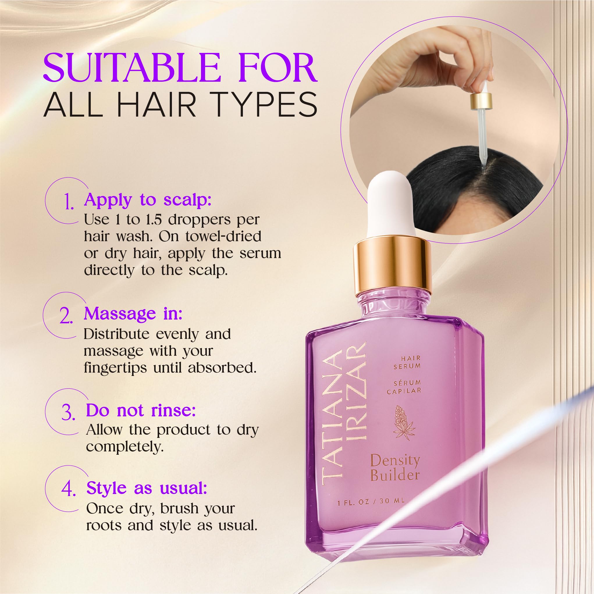 Tatiana Irizar Density Builder Hair Thickening Serum – 3 Pack, USA Made 30ml