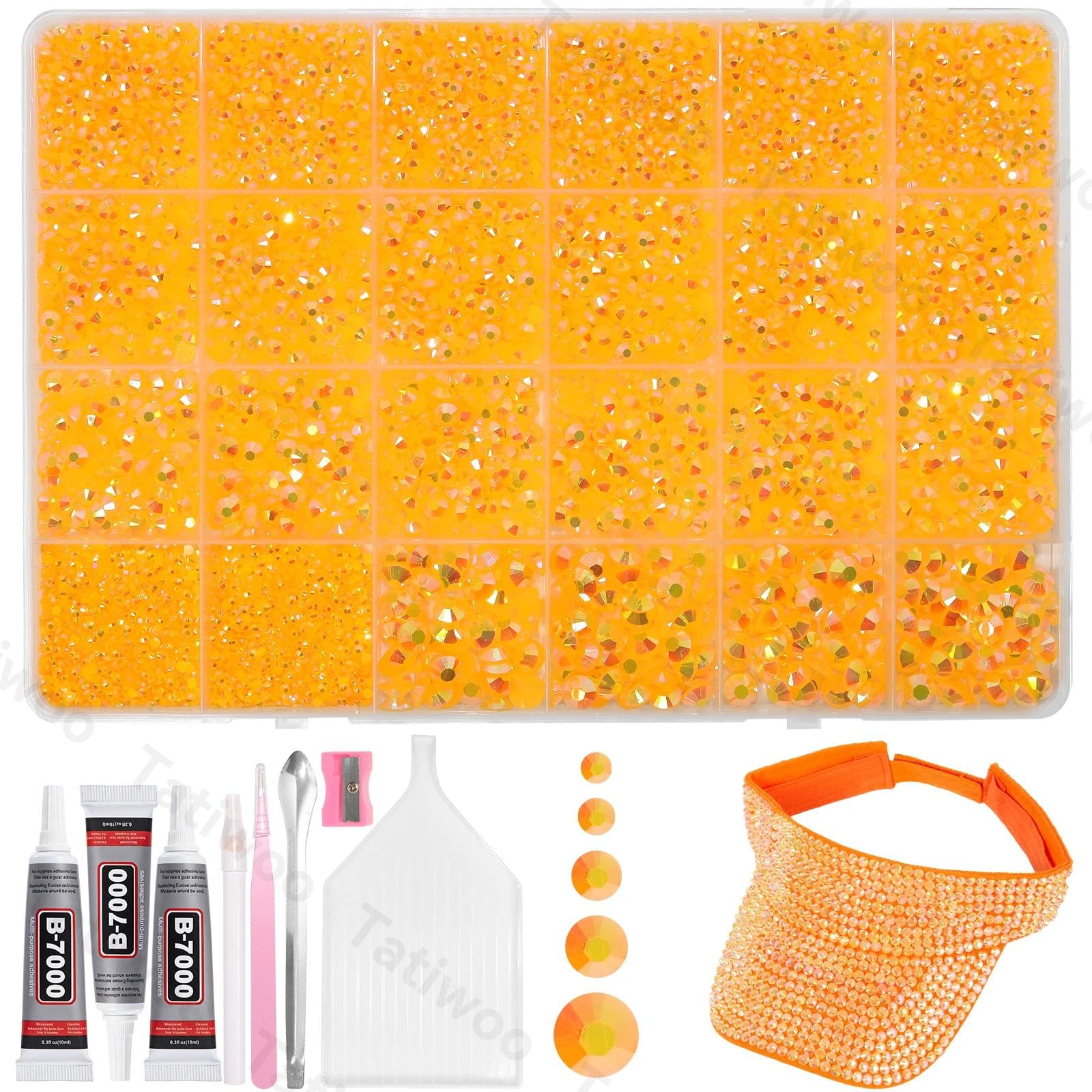 Tatiwoo 20000Pcs Light Orange Flatback Resin Rhinestones – Mixed Sizes for DIY Crafting