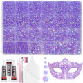 Tatiwoo 20000Pcs Light Purple AB Flatback Rhinestones Kit | 2–6mm Crystal Gems for DIY Crafts & Makeup