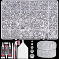 Tatiwoo 20000Pcs Silver White Crystal Flatback Rhinestones Kit – Mix Sizes for Crafting & DIY