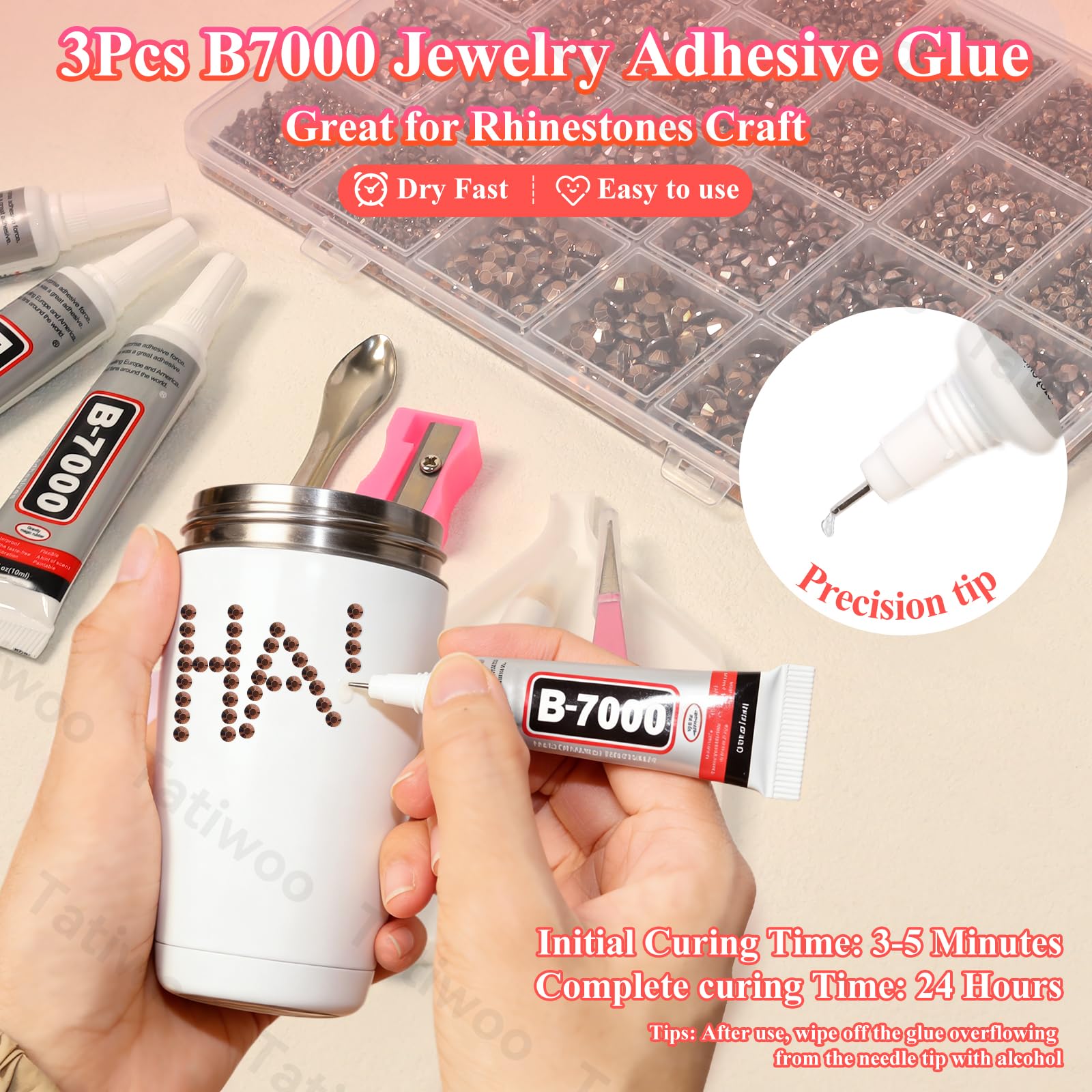 Tatiwoo 20,000 Bronze Tan Flatback Rhinestones Kit for DIY Crafting & Decor